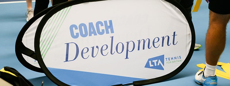 close up of coach development lta tennis banner