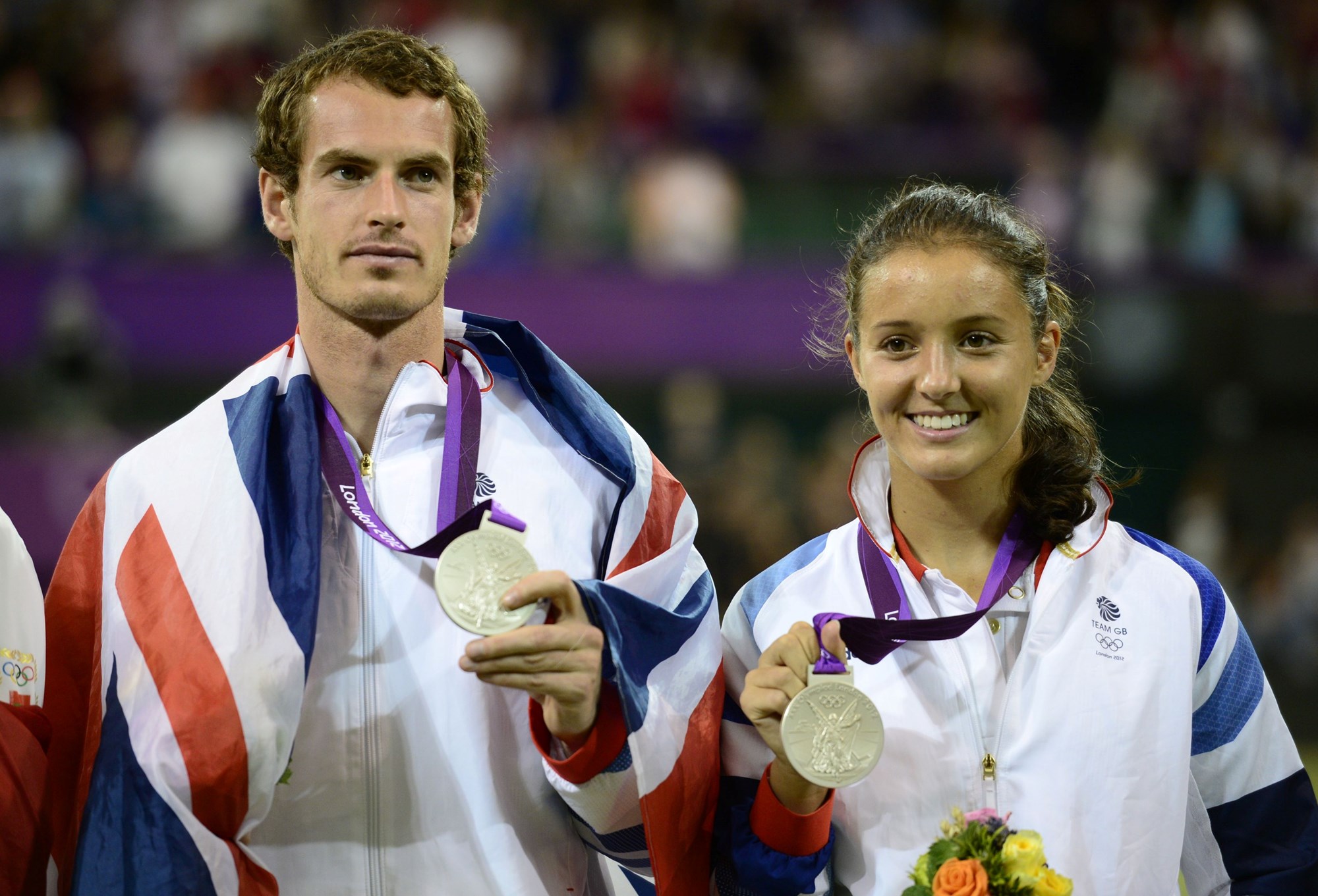 Andy Murray and Laura Robson with their 2012 Olympic silver medals 