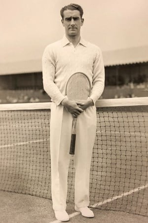 Donald McPhail holding his racket at Wimbledon 