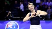 Alicia Barnett of Team Great Britain shows a heart to the fans following the Semi-Final match between Team Australia and Team Great Britain