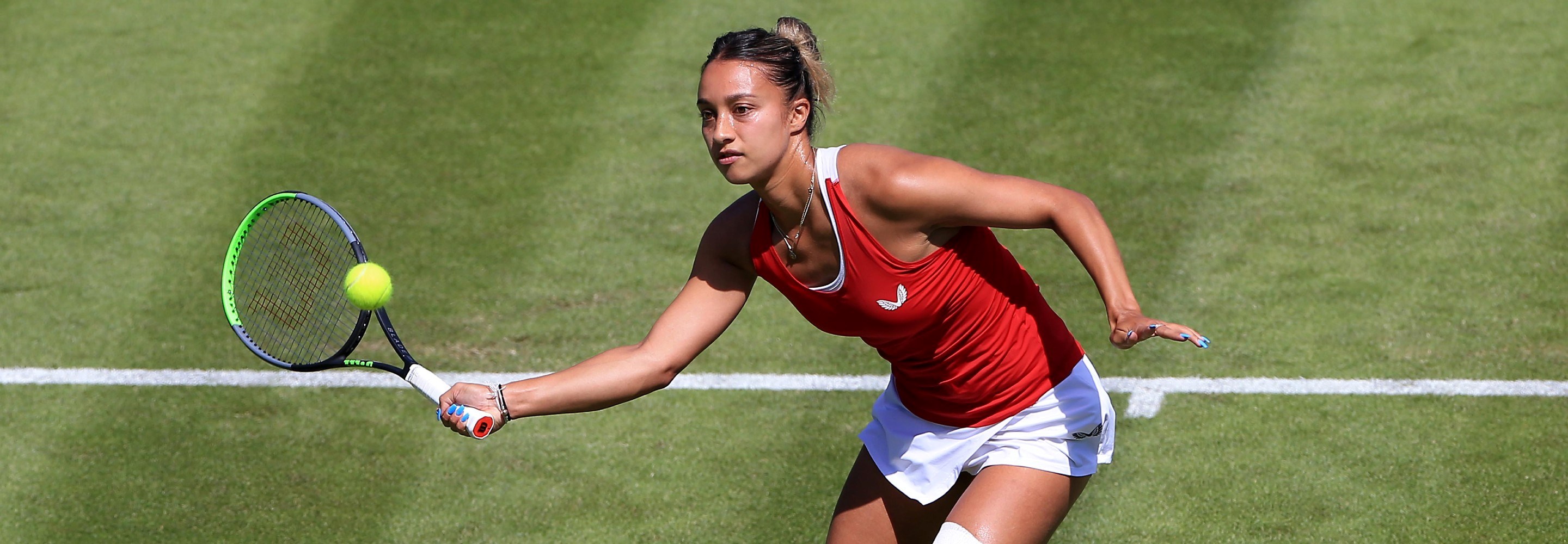 Eden Silva of Great Britain in action playing forehand shot