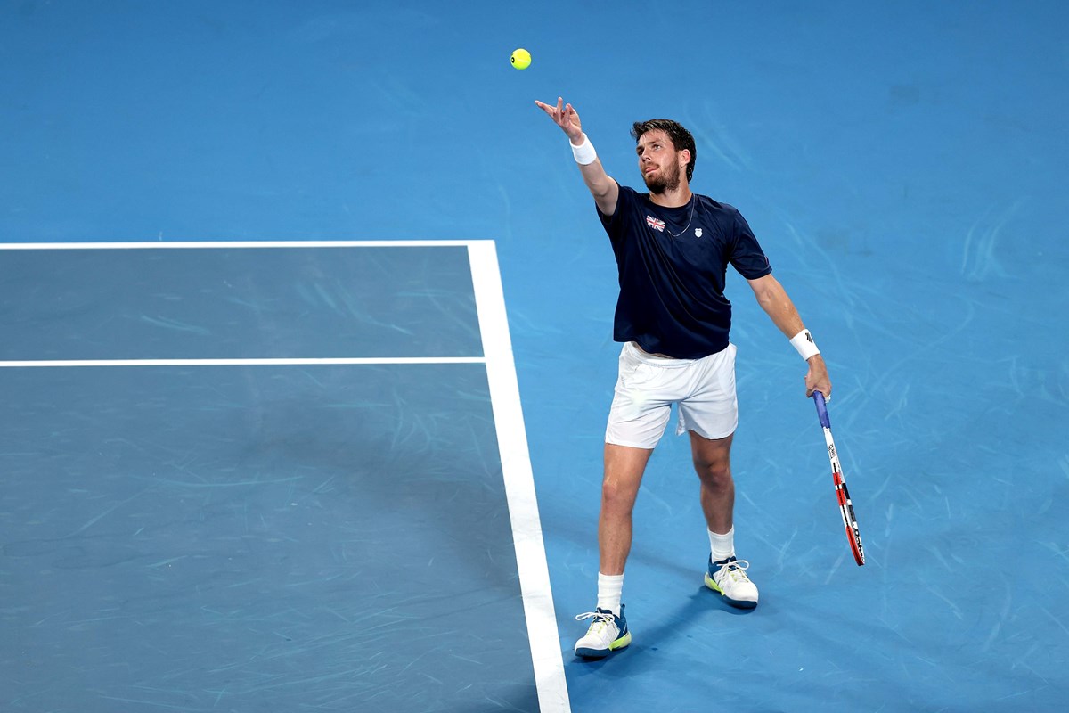 Cam Norrie serving at the United Cup in Sydney