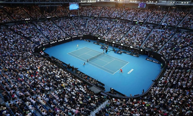 A view of the Australian Open centre court from the crowd
