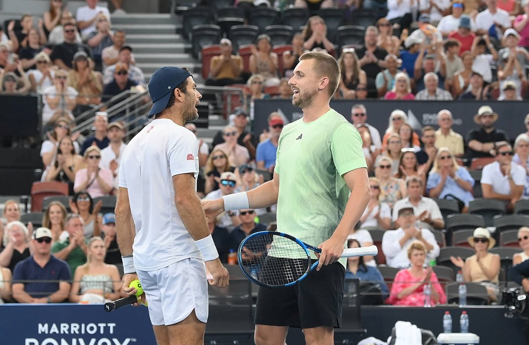 Lloyd Glasspool and Jean-Julien Rojer celebrate in the final of the Brisbane International