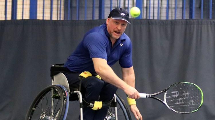 Wheelchair player about to take a shot