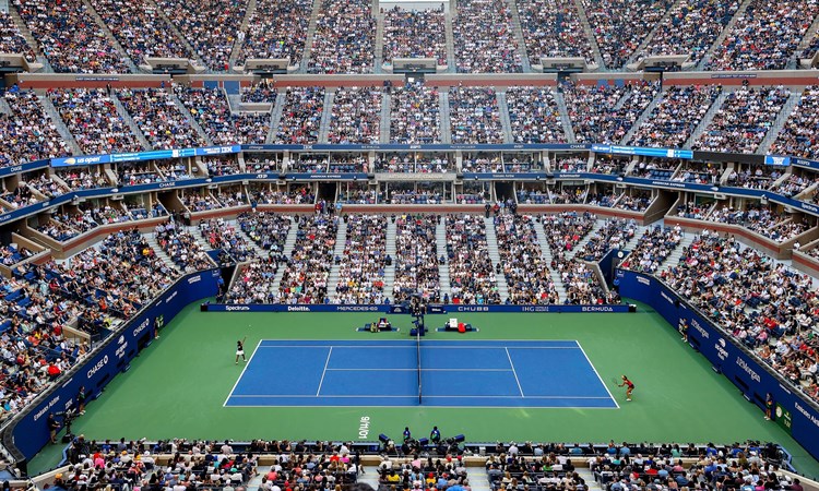 A general view is seen as fans watch Emma Raducanu of Great Britain take on Leylah Annie Fernandez of Canada during their Women's Singles final match on Day Thirteen of the 2021 US Open