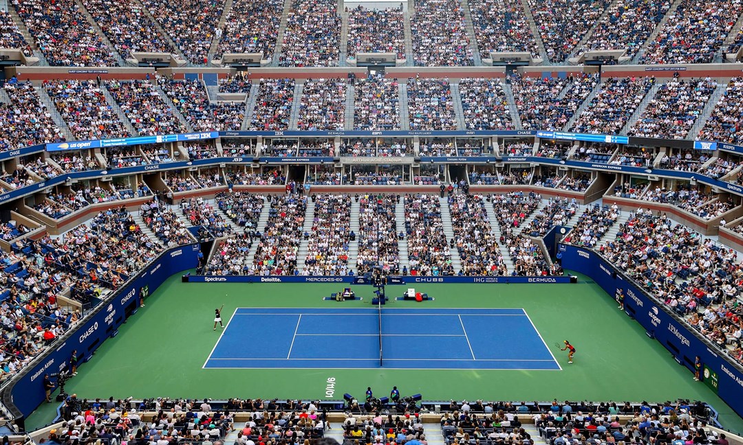 A general view is seen as fans watch Emma Raducanu of Great Britain take on Leylah Annie Fernandez of Canada during their Women's Singles final match on Day Thirteen of the 2021 US Open