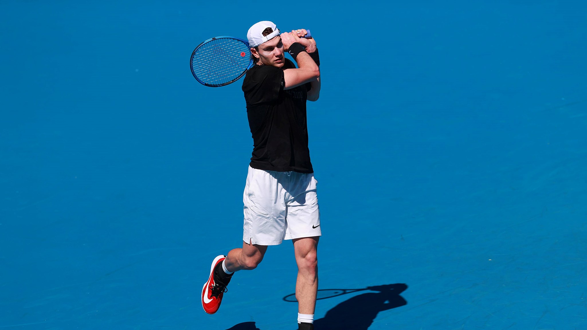 Jack Draper in training ahead of the Australian Open