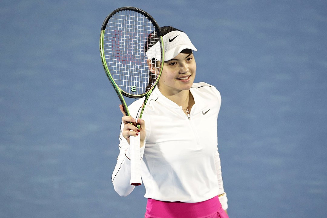 Emma Raducanu celebrates at the Australian Open