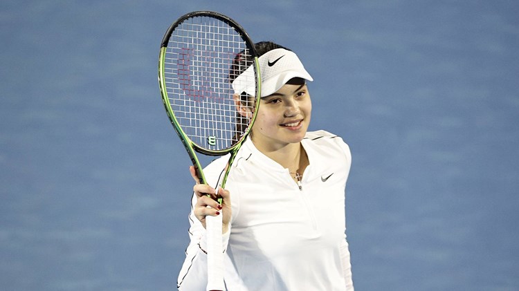 Emma Raducanu celebrates at the Australian Open