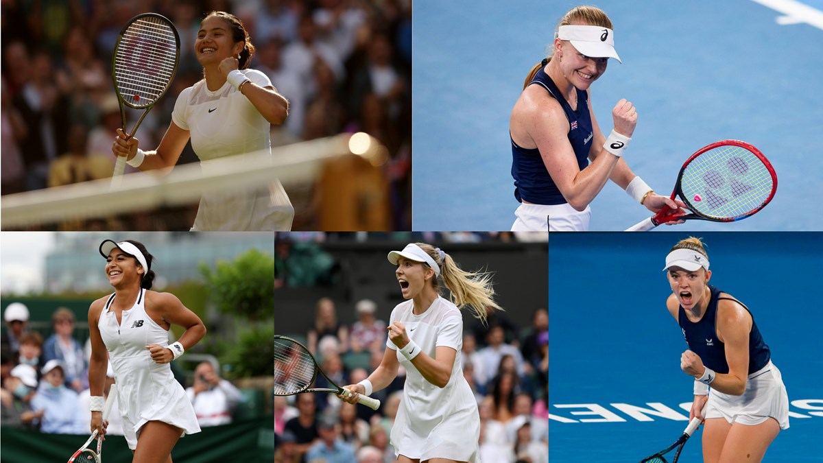 A collage for the nominees for women's player of the year - Emma Raducanu, Harriet Dart, Heather Watson, Katie Boulter, Katie Swan