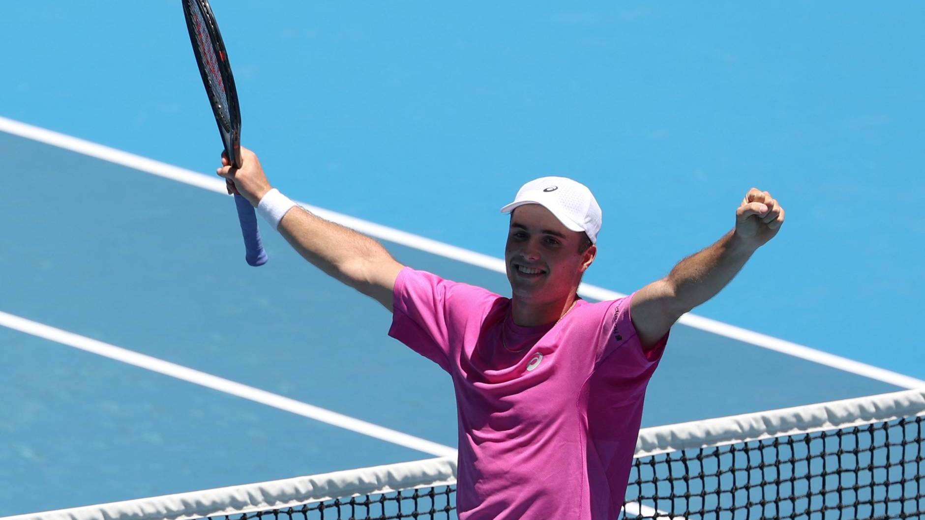 Arthur Fery celebrates his first round win at the Australian Open 2026