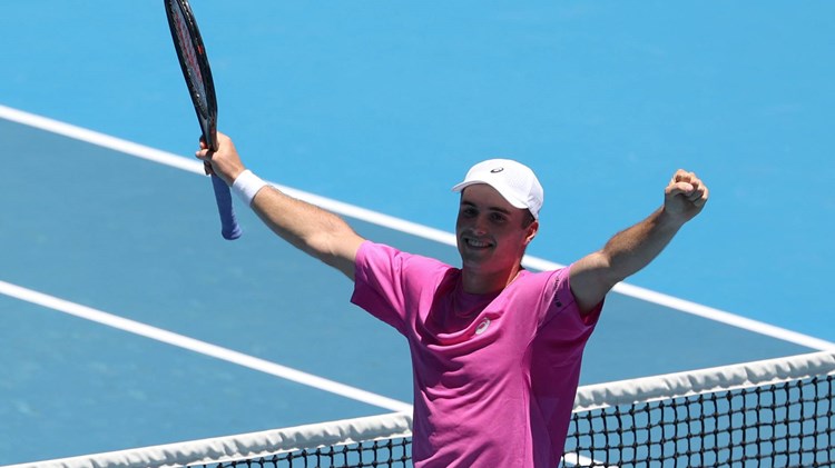 Arthur Fery celebrates his first round win at the Australian Open 2026