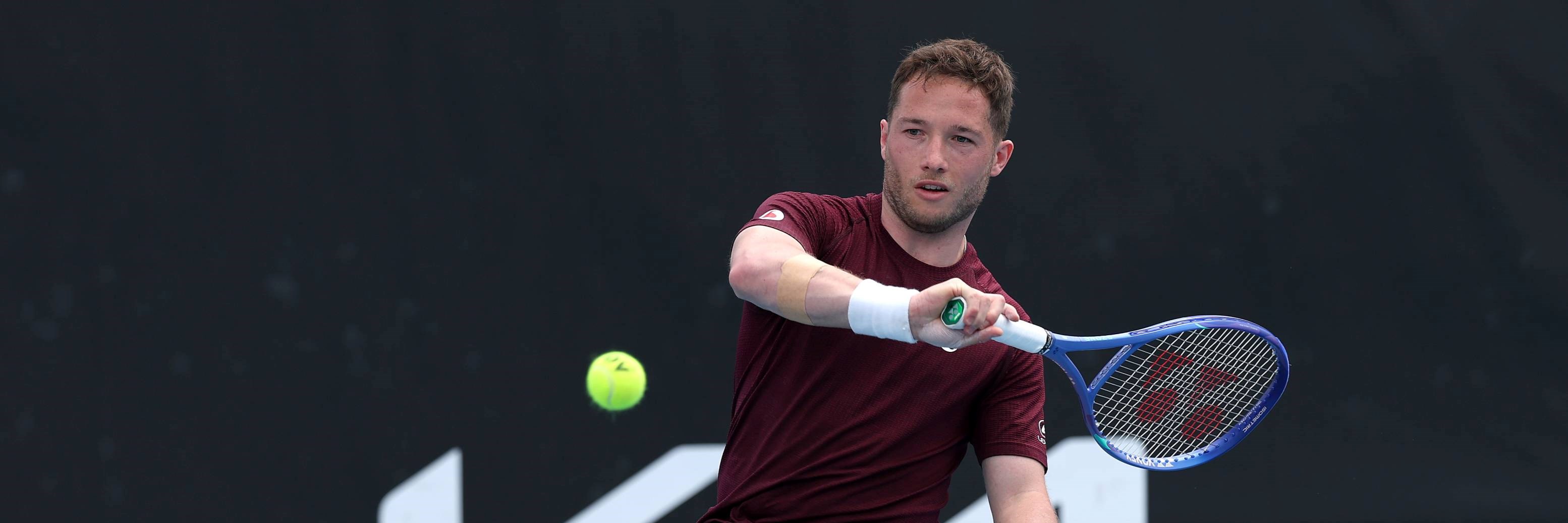 Alfie Hewett lines up a backhand during the 2025 Australian Open semi-finals