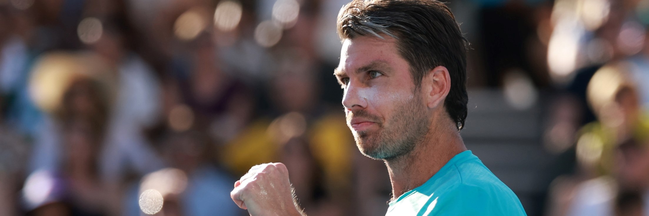 Cam Norrie gives a fist pump in the first round at the Australian Open