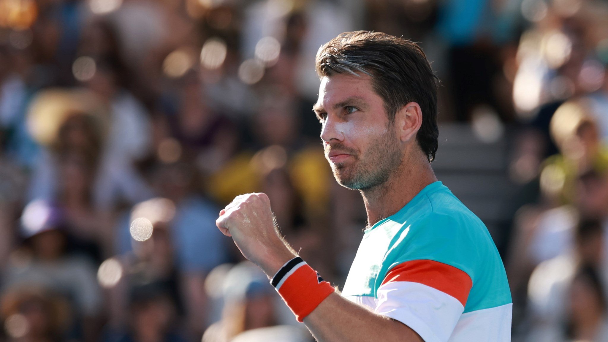 Cam Norrie gives a fist pump in the first round at the Australian Open