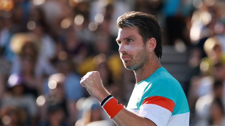 Cam Norrie gives a fist pump in the first round at the Australian Open