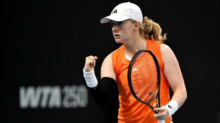 Francesca Jones gives a fist pump at the ASB Classic