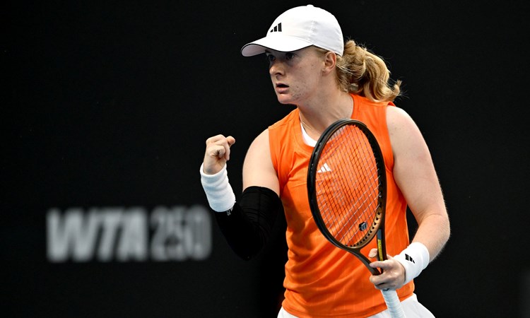 Francesca Jones gives a fist pump at the ASB Classic