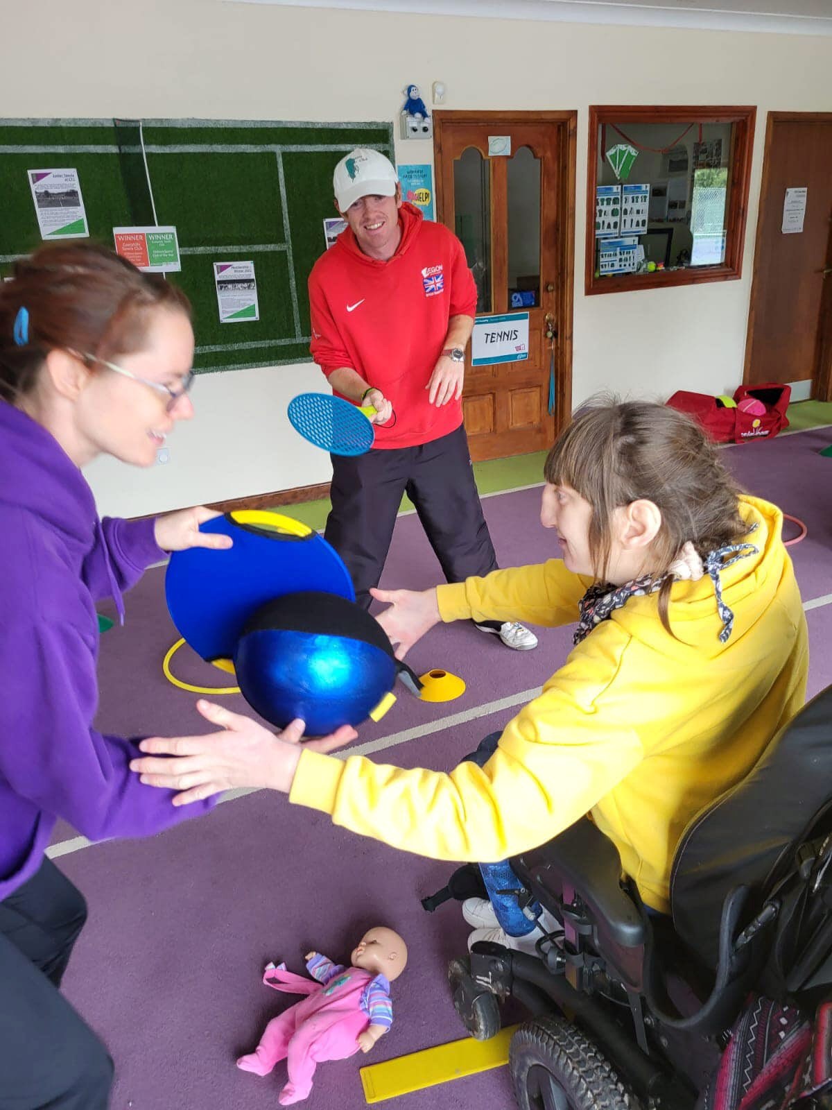 Caerphilly Tennis Club's coaches in action during the Sensory Tennis group's weekly sessions 