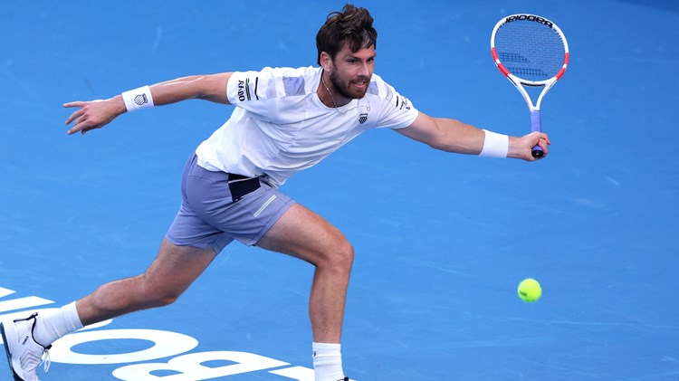 Cam Norrie stretches for a forehand at the Australian Open