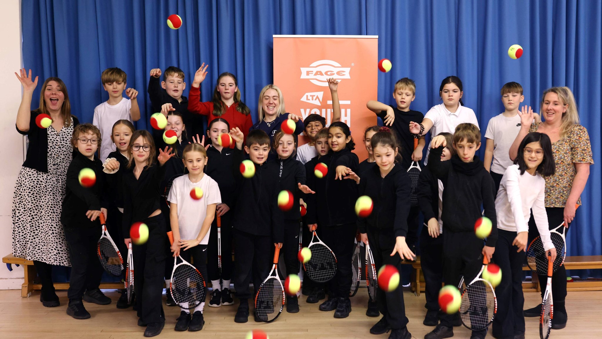Britain's Sonay Kartal enjoying an LTA Youth session at her former primary school