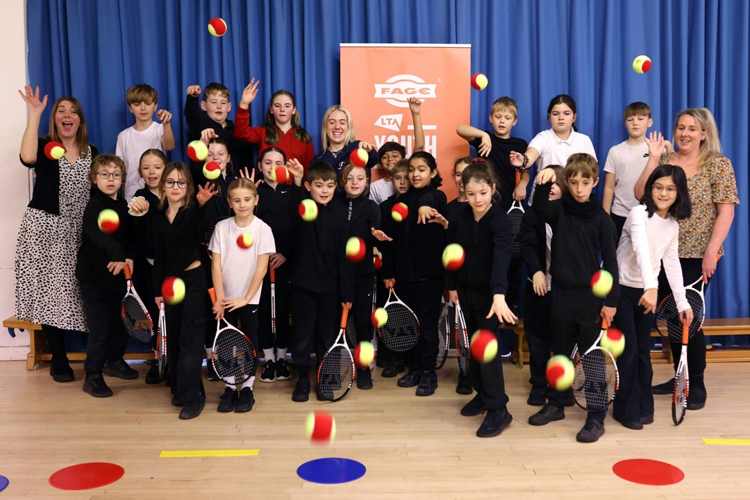 Britain's Sonay Kartal enjoying an LTA Youth session at her former primary school