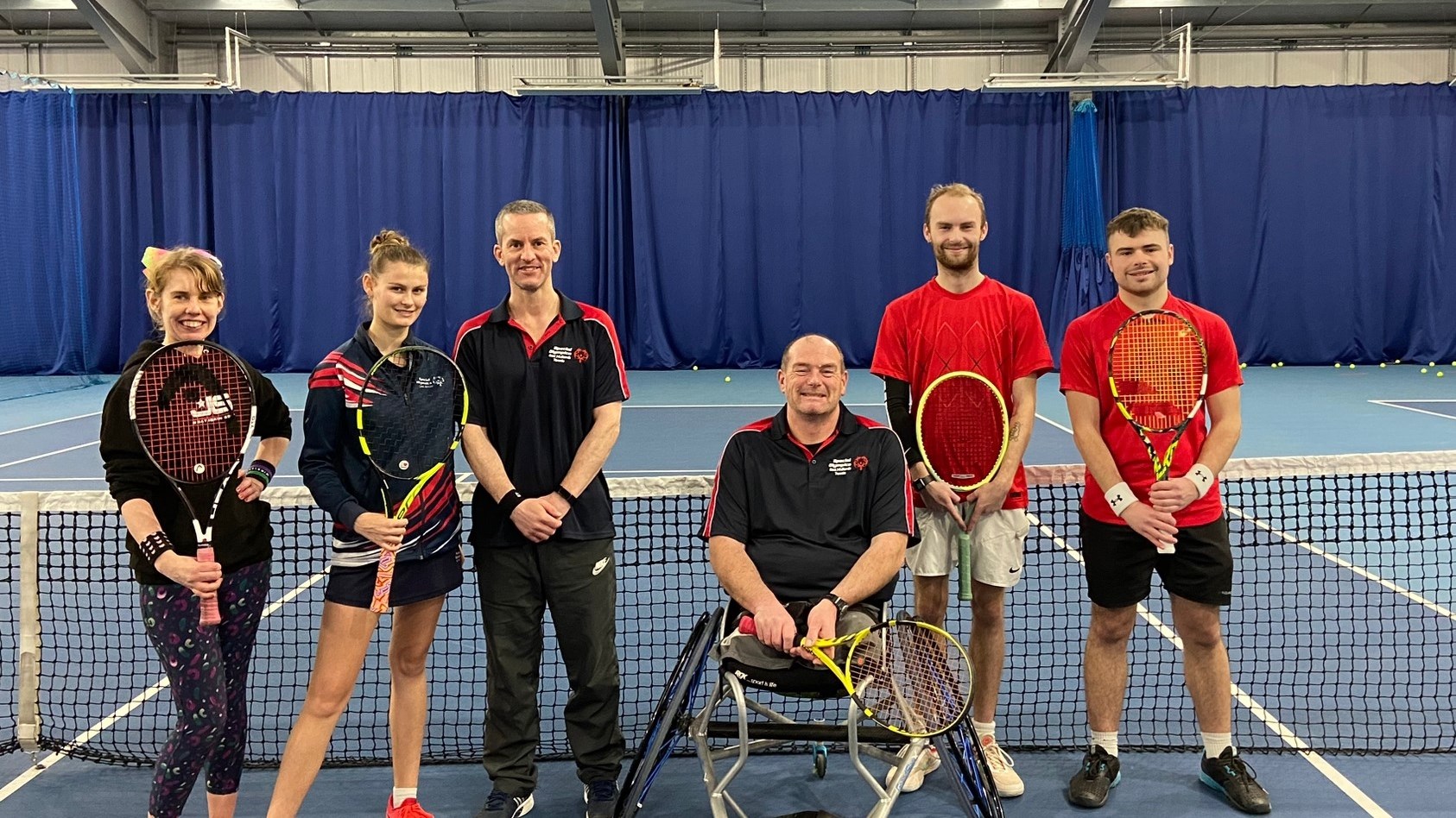 Coach Paul Singleton pictured alongside the Special Olympics Great Britain squad at Grantham Tennis Club