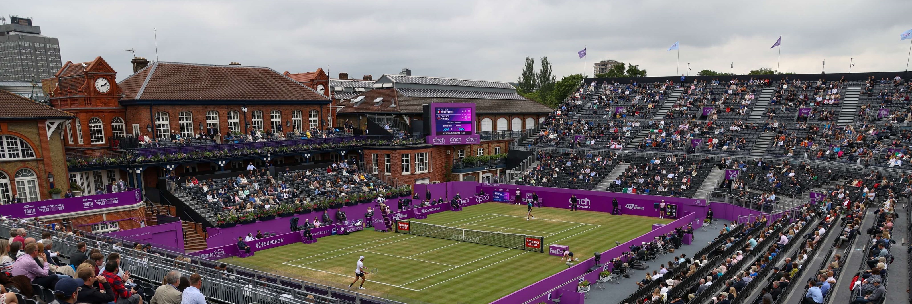 A general view of centre court during Day 7 of The cinch Championships at The Queen's Club on June 20, 2021