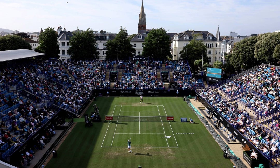 Overhead videw of the centre court at the Lexus Eastbourne Open