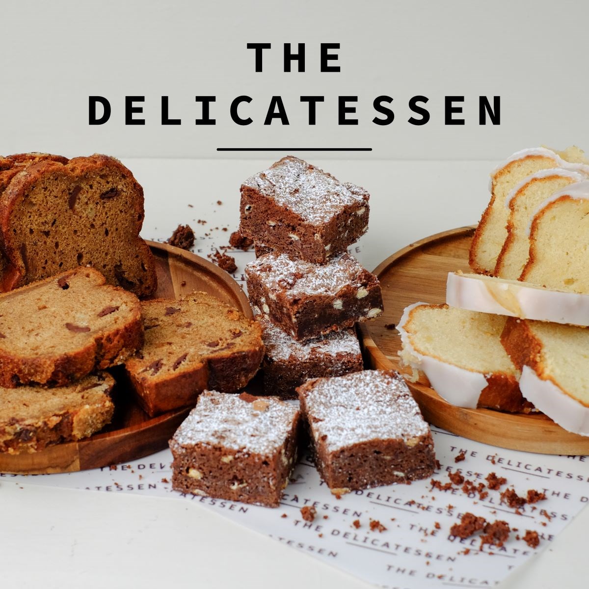 A selection of bakery cakes and pastries from The Delicatessen