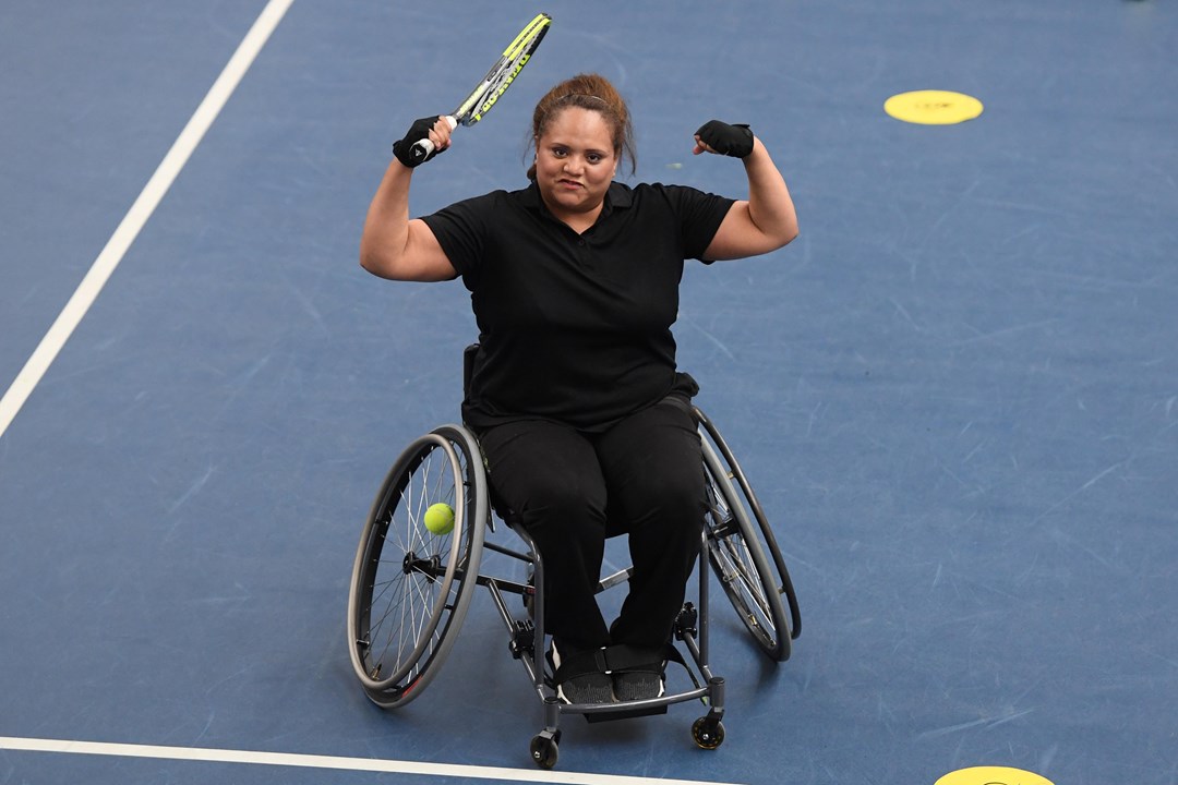 Wheelchair player celebrating on court