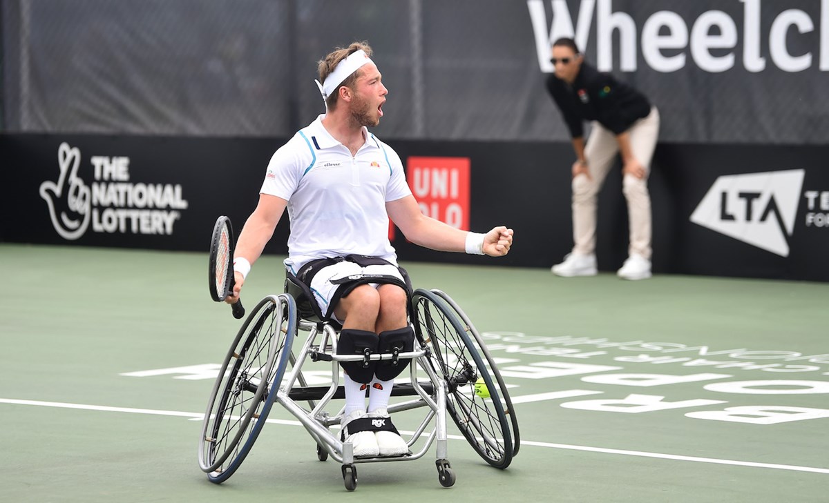 Alfie Hewett celebrates British Open Wheelchair Championships