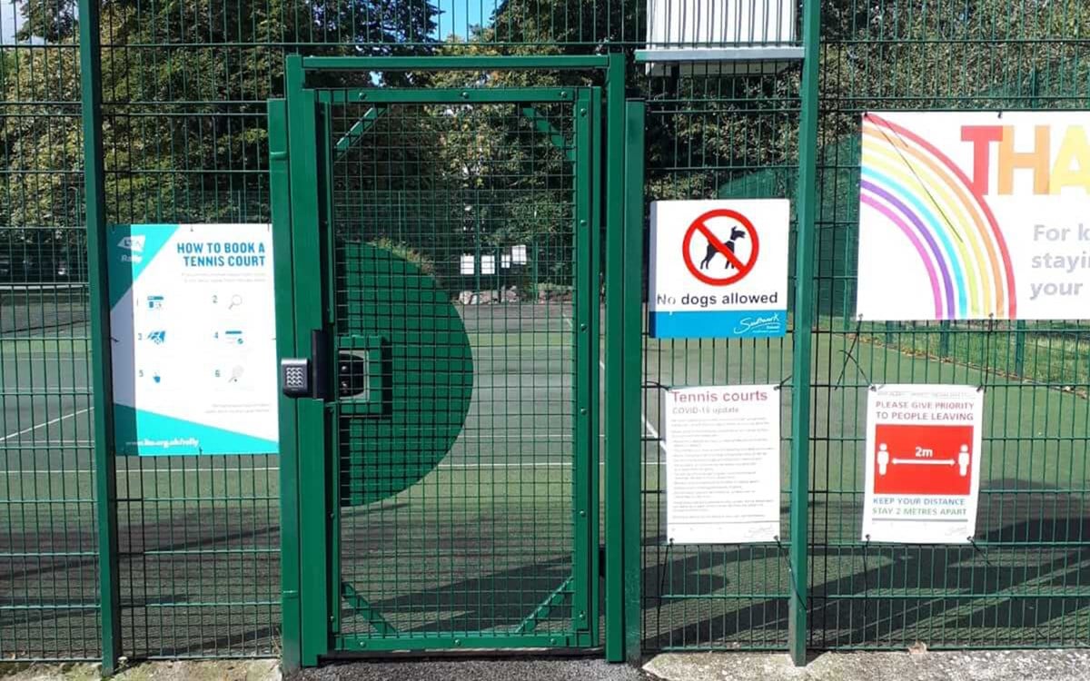 Outdoor view of tennis court gates.jpg