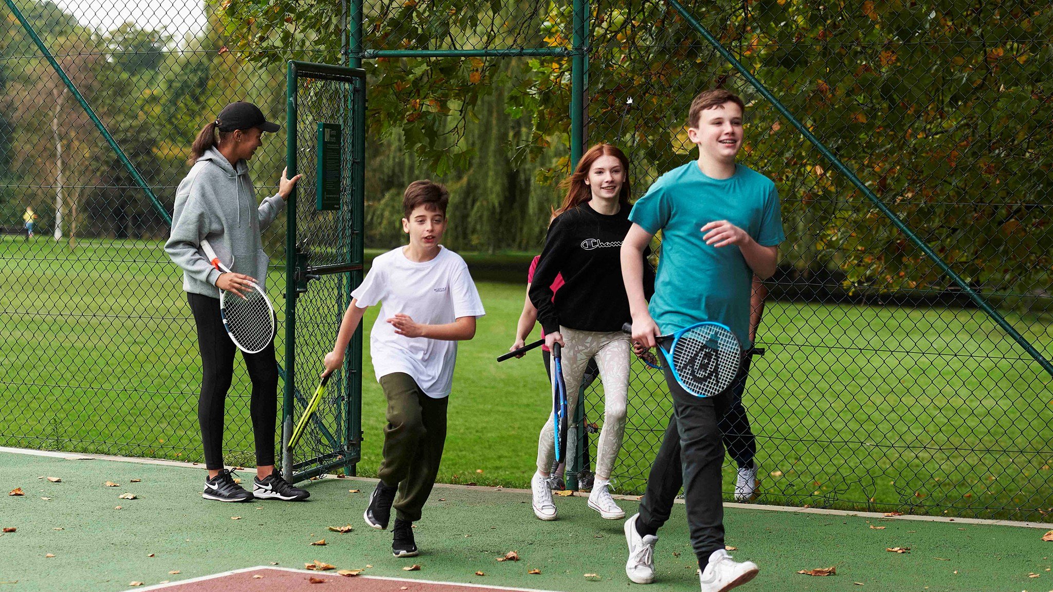 Kids running out on court