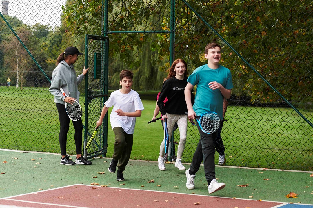 Kids running out on court