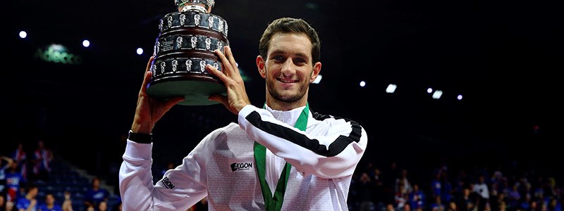 James Ward with the 2015 Davis Cup trophy