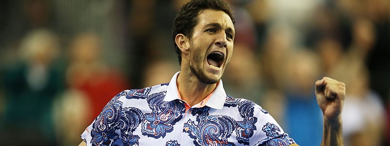 James Ward celebrating a shot at the Davis Cup