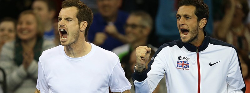 James Ward and Andy Murray at the Davis Cup