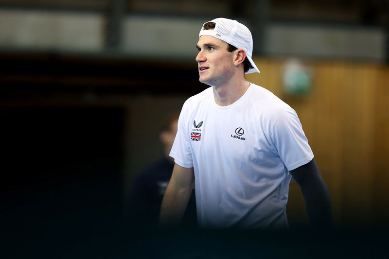 Jack Draper in training ahead of GB vs Norway at the Davis Cup