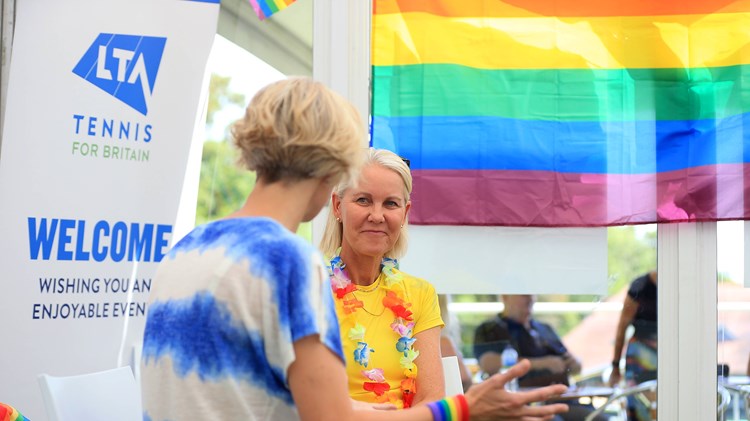  LTA's themed 'Friday Pride Day' in celebration of LGBTQ+ Pride Month on Day Seven of the Rothesay Classic Birmingham at Edgbaston Priory Club on June 17, 2022 in Birmingham