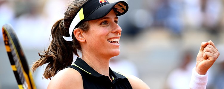 Johanna Konta celebrating a tennis shot