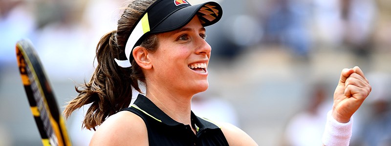 Johanna Konta celebrating a tennis shot