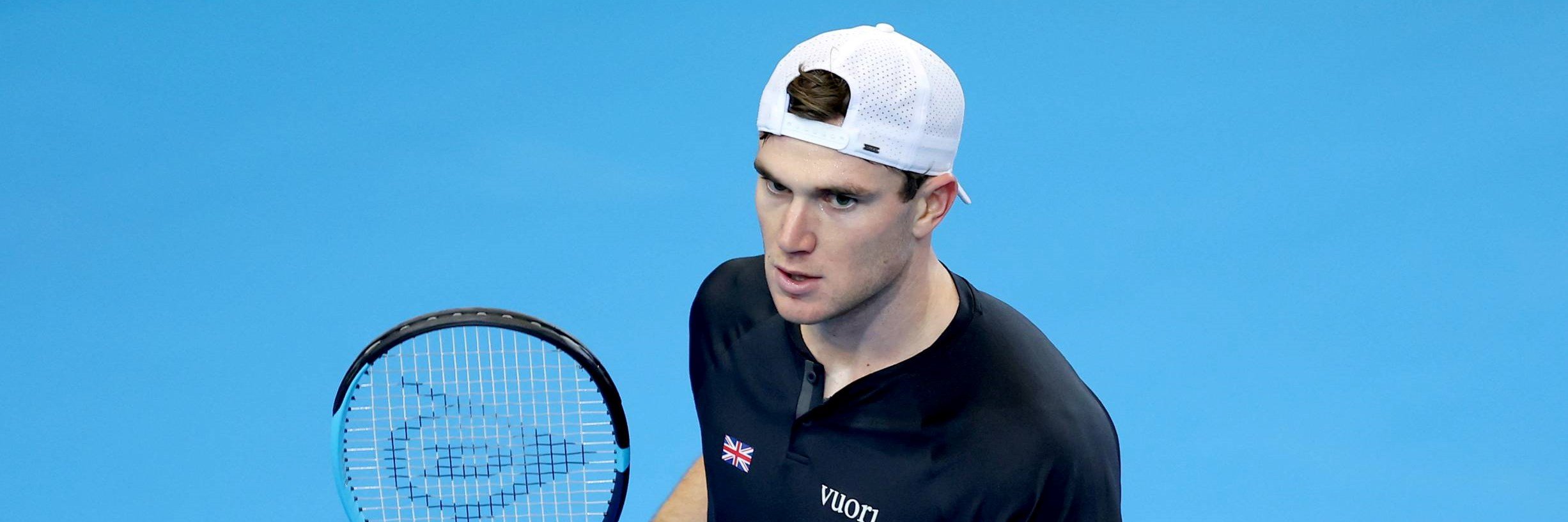 Jack Draper celebrates winning a point at the Davis Cup against Norway