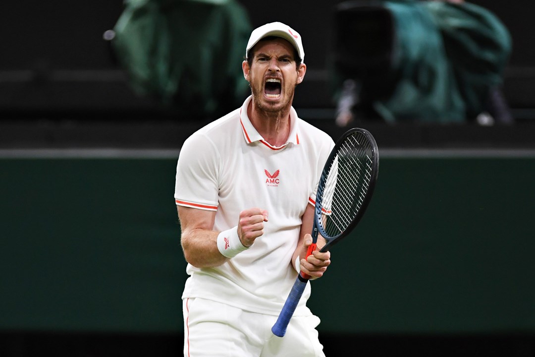 Andy Murray celebrating at Wimbledon 2021