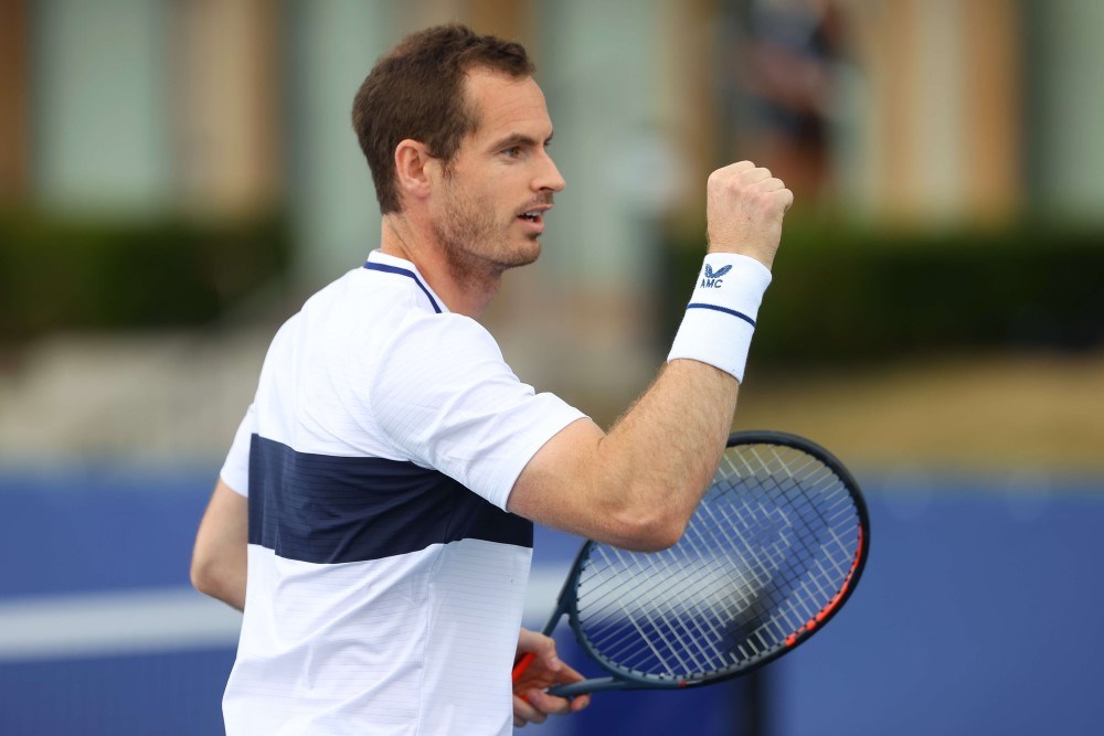 Andy Murray showing a fist pump after a winning tennis point