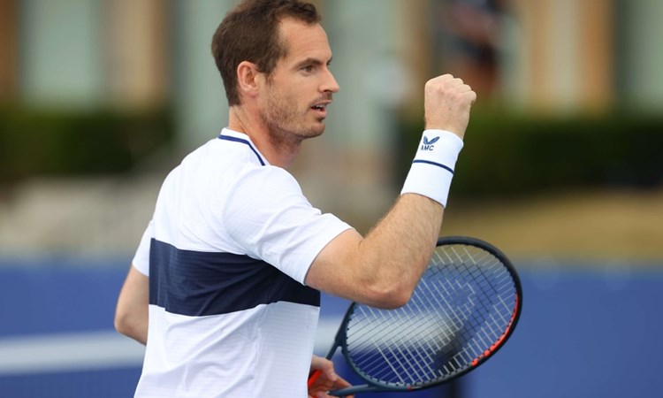Andy Murray showing a fist pump after a winning tennis point