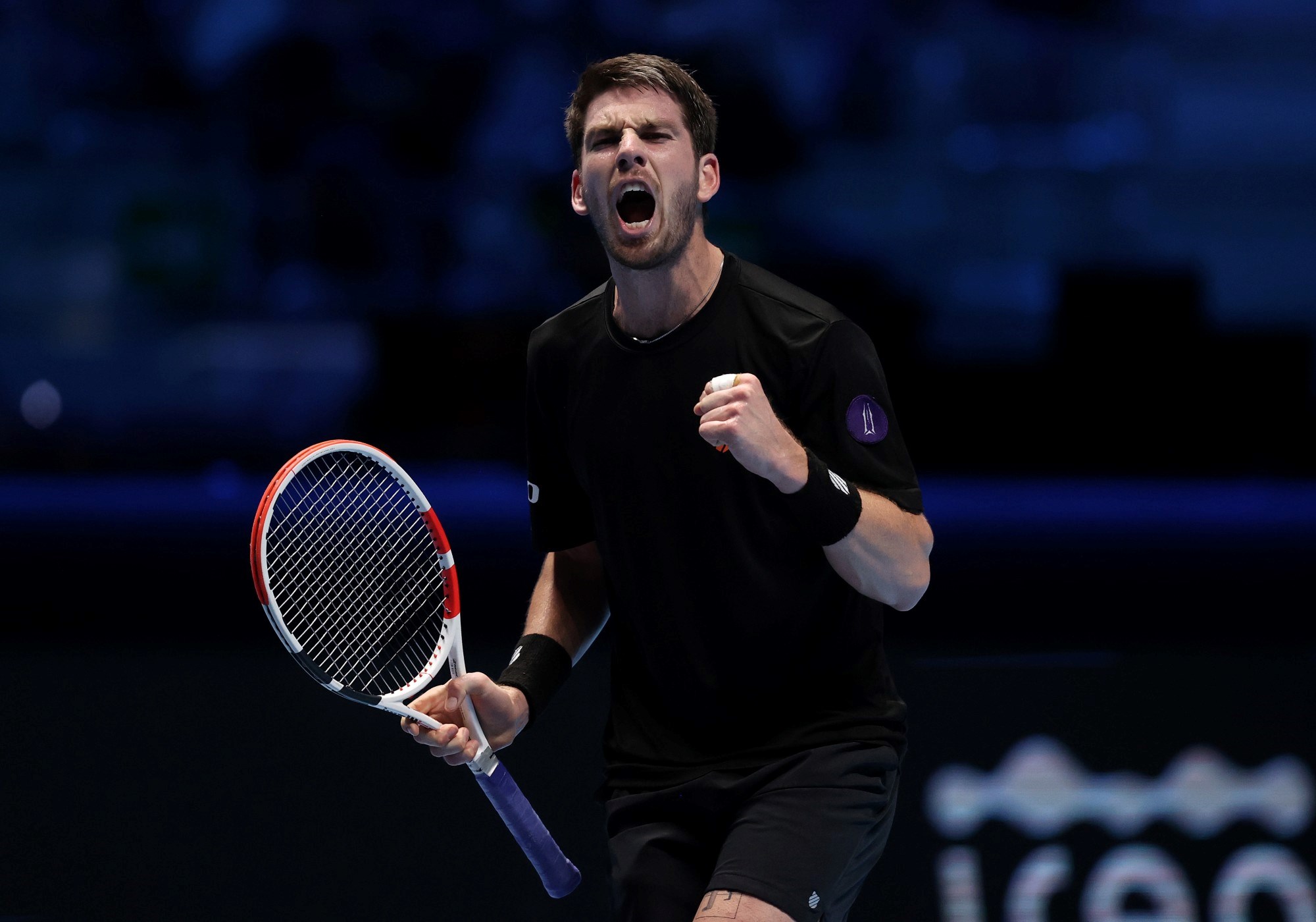 Cameron Norrie celebrates win against Casper Ruud of Norway during the Nitto ATP World Tour Finals 2021
