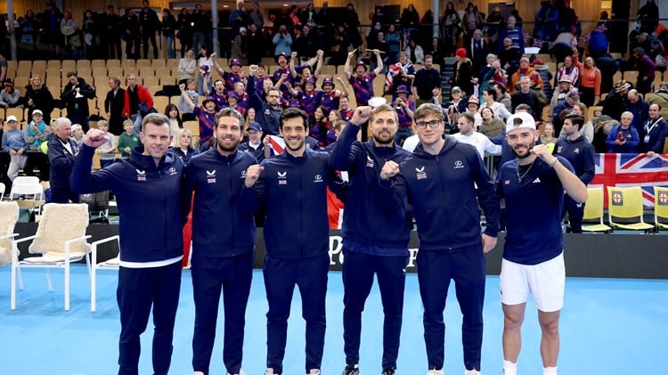 Great Britain Davis Cup team celebrate a 4-0 win over Norway