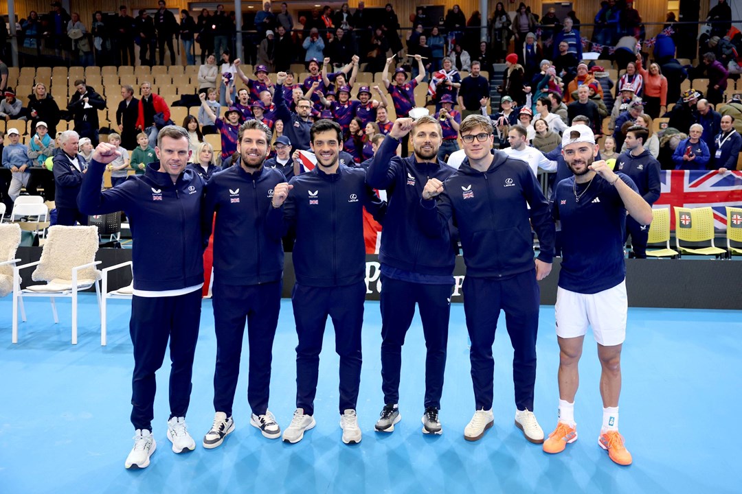 Great Britain Davis Cup team celebrate a 4-0 win over Norway
